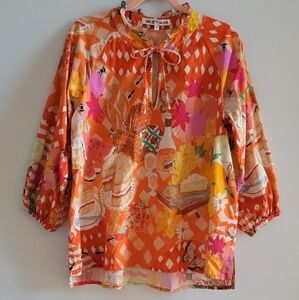 Variety Hour Poet Blouse in Picnic - L